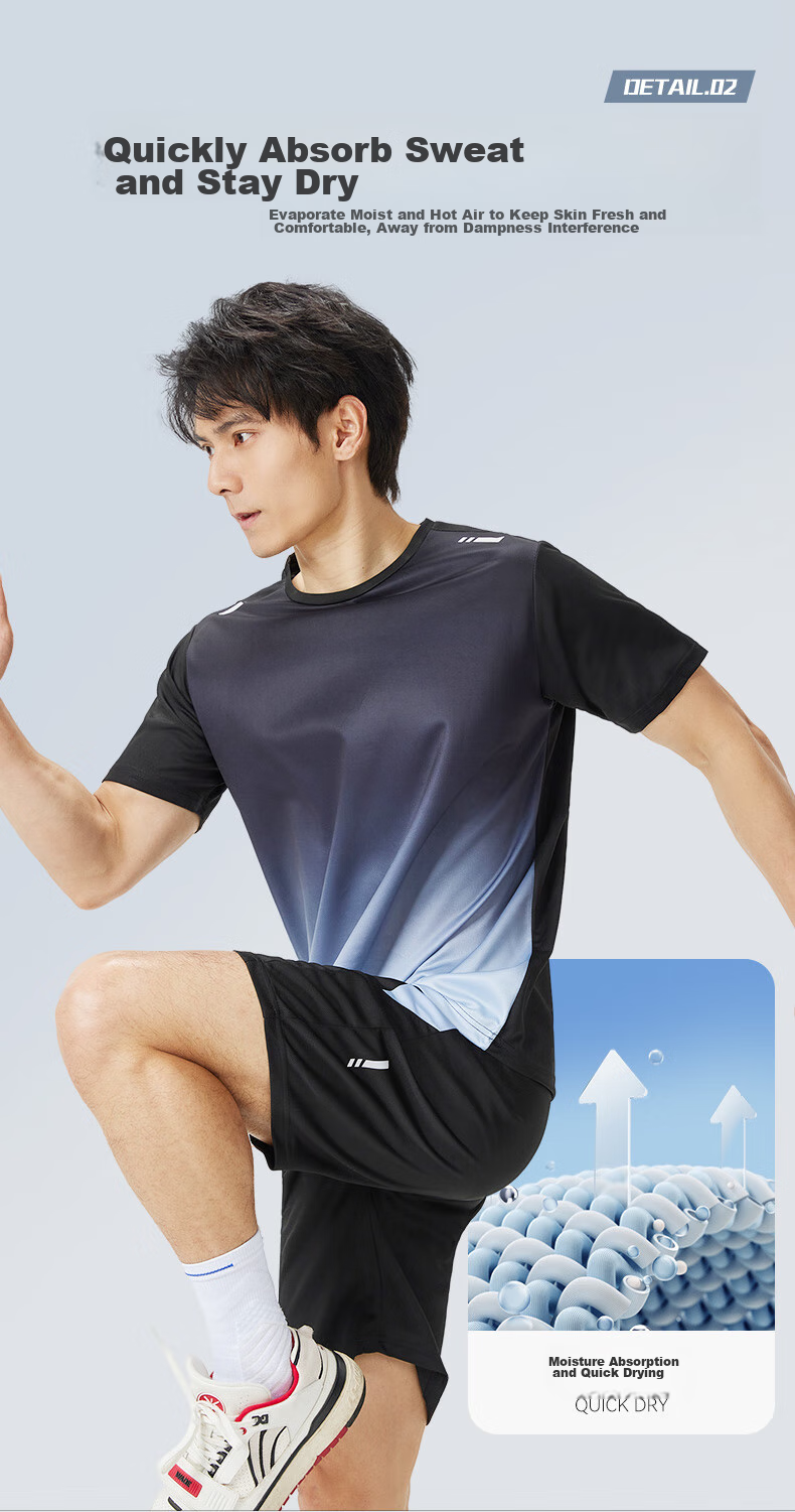 VICTORIATOURIST Sports Set for Men And Women, Indoor Fitness Wear, Quick-Dry Short-Sleeve T-Shirt, Badminton And Basketball Training Shorts, Running Gear 4