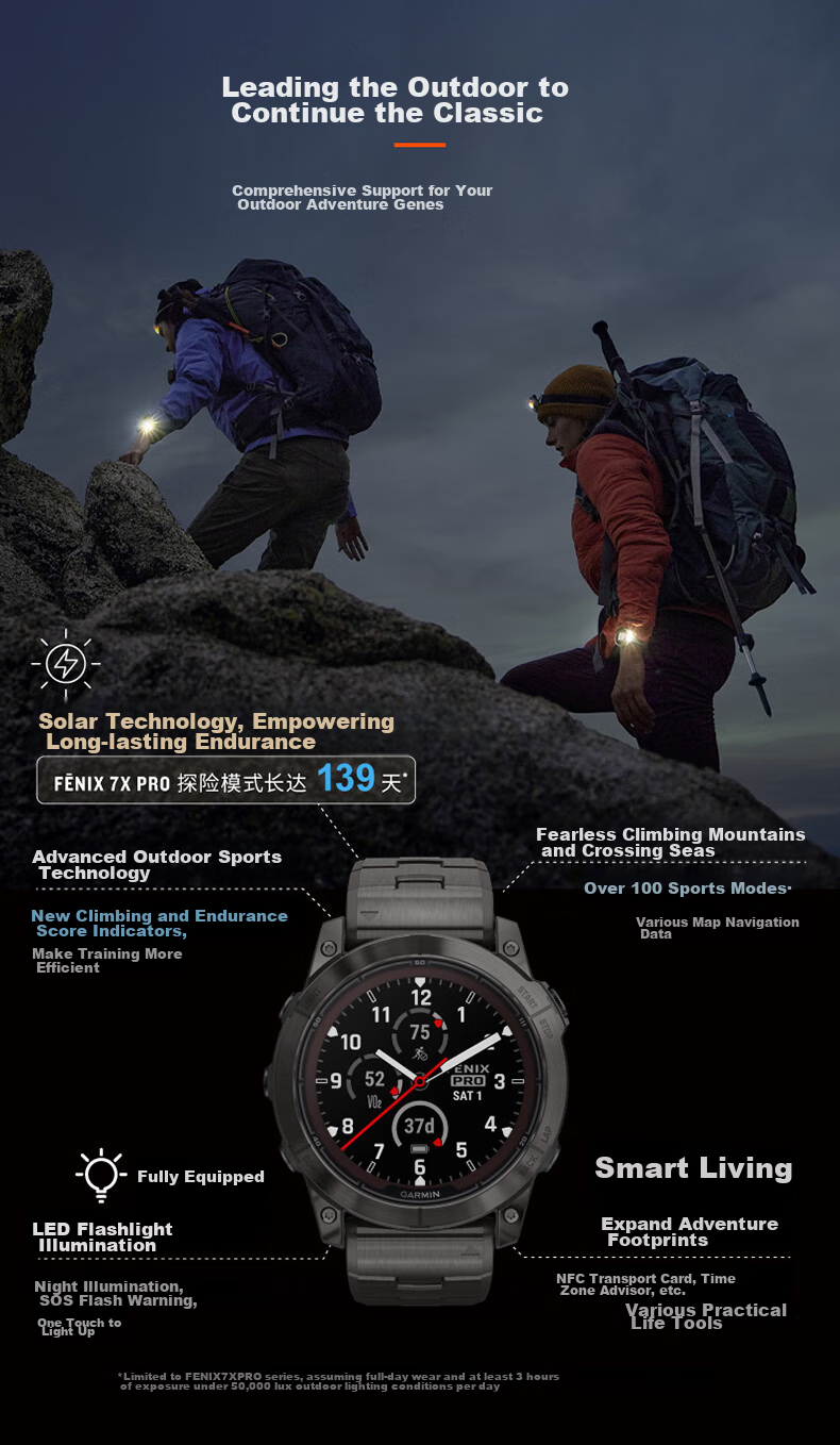 GARMIN Fenix7X Pro Solar-Powered Smartwatch for Ultimate Frisbee, Golf, Ice Hockey, Rugby, And Rafting - Flagship Editio 2