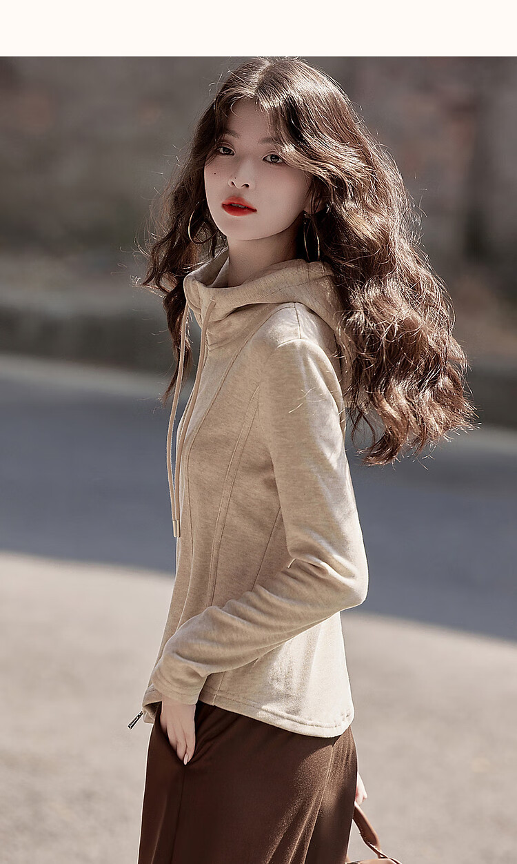 Dme [Young Version of Walking Out] Spring And Autumn Sporty Double-Zip Hooded Comfortable Slimming Treasure Women's Top 10