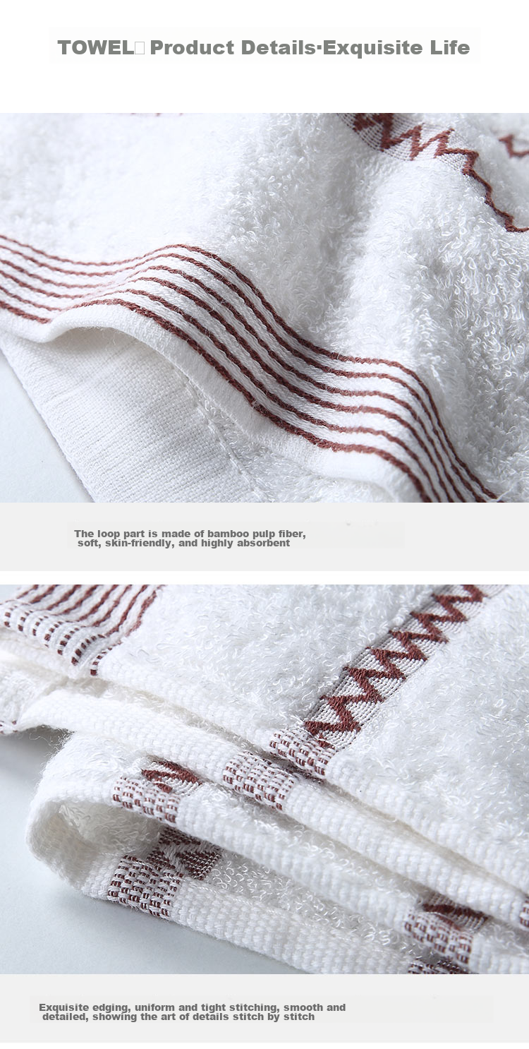 Zhuyibai Bamboo Fiber Towels, 2 Pieces, Adult Thick Absorbent Face Washing Bath Towels, Hair Drying Towels, Hand Towels, White + Gray Sports 9