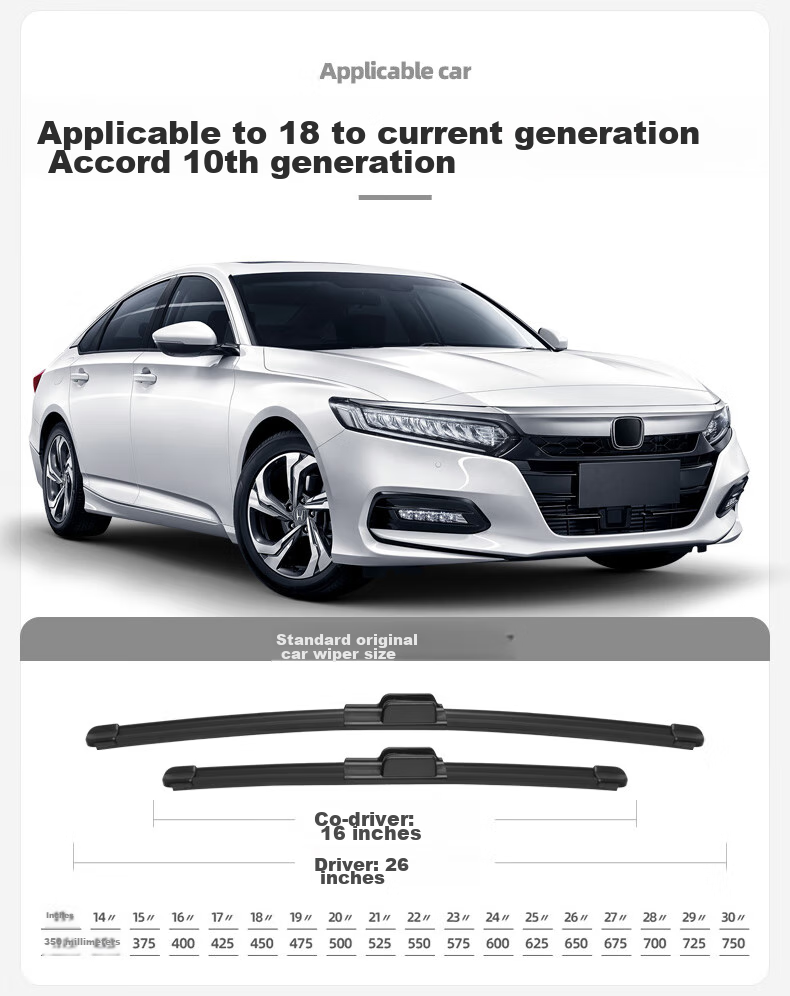 Meisim Jingchi Series Windshield Wipers, for Honda Accord 10th Generation 2018-2022 Models, 10th Generation Wiper Blades 26/16 Pair Set 3