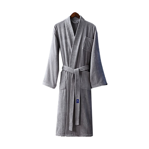 Zhuyibai Bathrobe, Pure Cotton Thick Terry Cloth Bath Towel Fabric, Unisex Sleepwear Robe, White, Size L