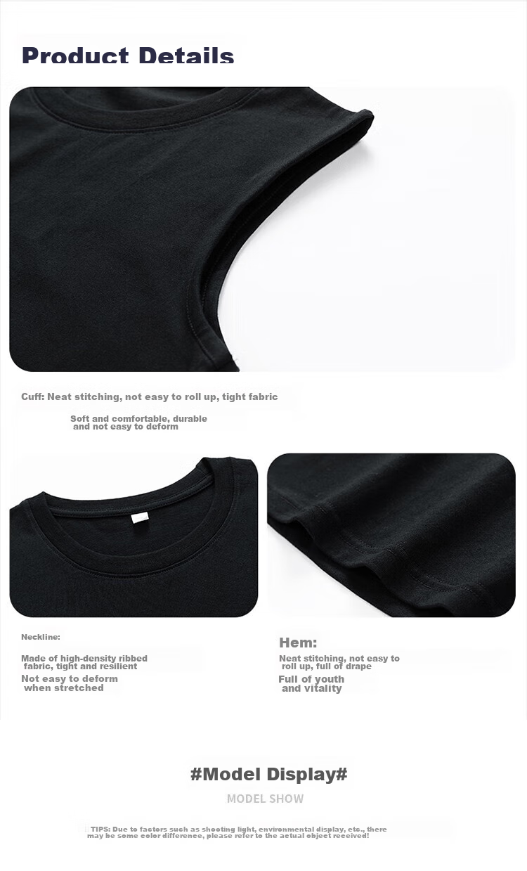 MMOPTOP Cotton Tank Top for Men And Women, Summer Sports Casual Printed Sleeveless Vest, Loose Undershirt, MB02 Black 2XL 6