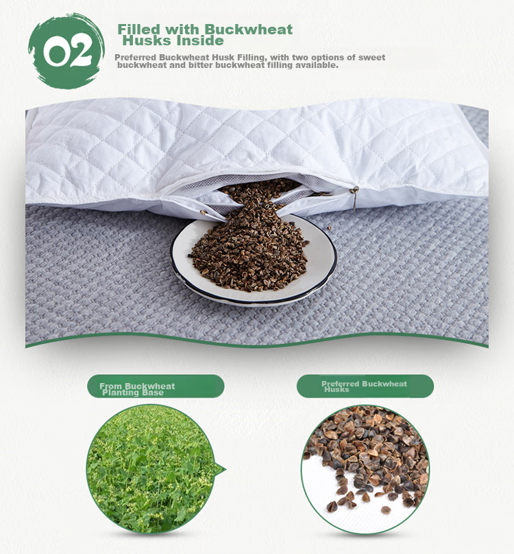 Hengyuanxiang Buckwheat Pillow, 100% Buckwheat Hull Pillow, Cervical Pillow for Sleep, Single Pack 3