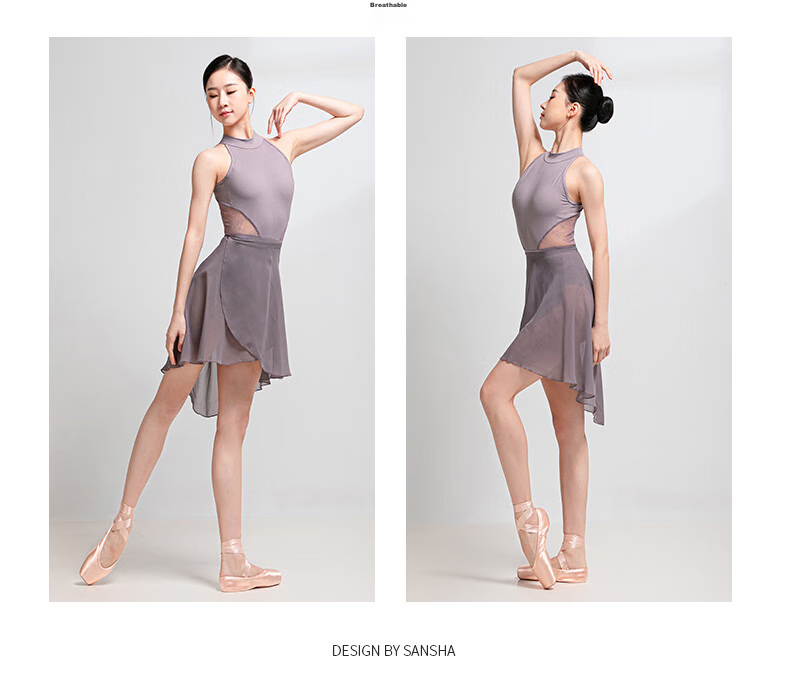Sansha Dance Chiffon Skirt Ballet Short Practice Skirt One-Piece Tie-Up Irregular Chiffon Skirt White 10