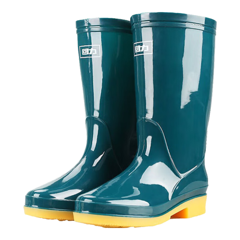 Huili Women's Fashionable Outdoor Rain Boots, Waterproof Rain Shoes, Durable Rubber Shoes, 6813 Dark Green Mid-Calf, Size 38