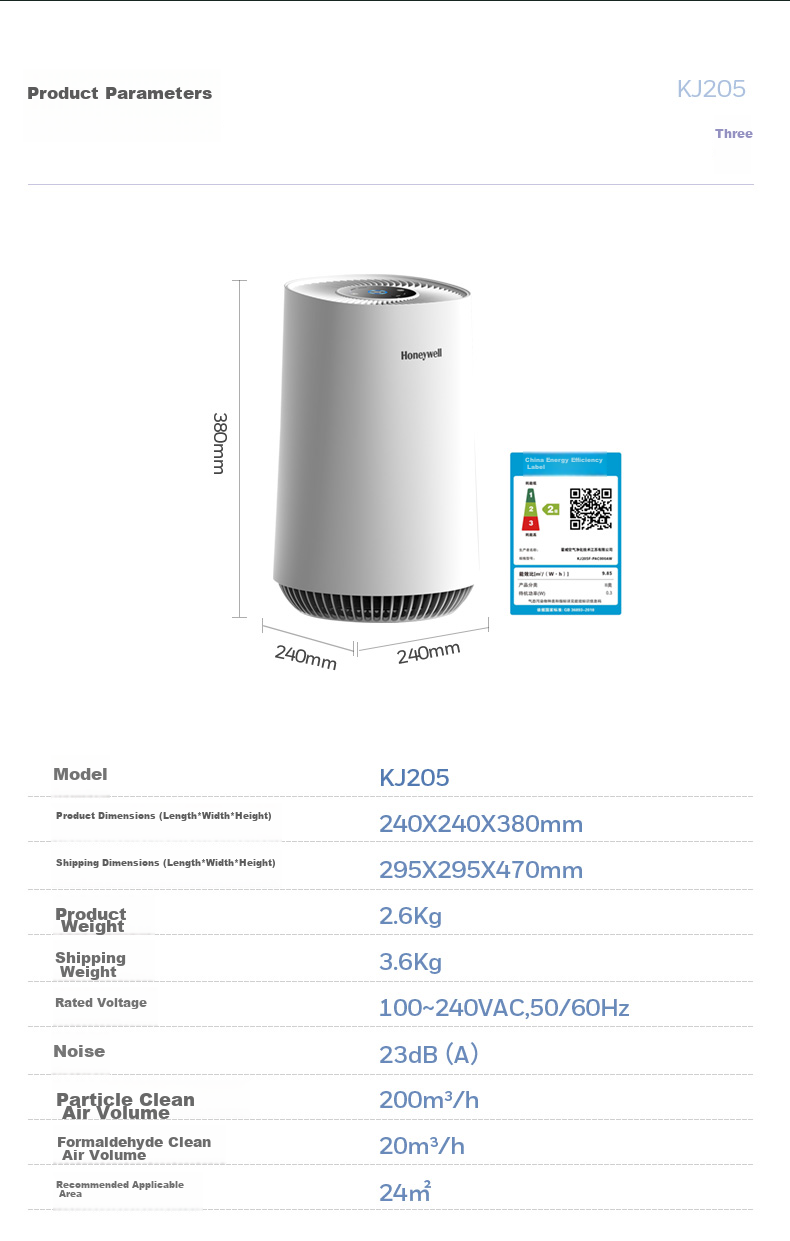 Honeywell Air Purifier for Home, Study, Office, Formaldehyde Removal, Odor Elimination, Secondhand Smoke, Desktop-Specific Purification Device KJ205F-PAC000AW 11