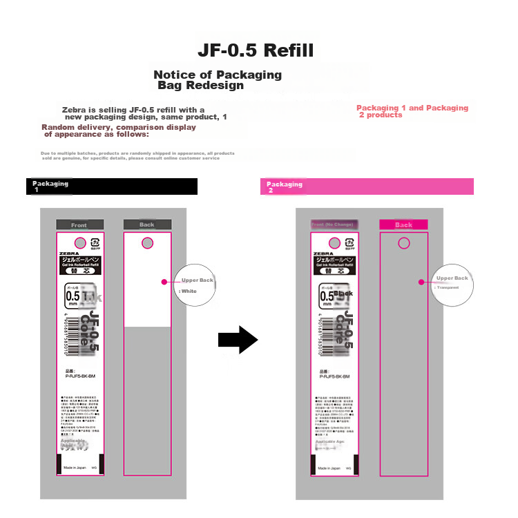 ZEBRA RJF5 Retractable Pen Refill 0.5mm Blue-Black Gel Ink Compatible with JJ15 JJ55 JJZ58 JJZ15W And Other Series Ballpoint Pens, Pack of 10 3