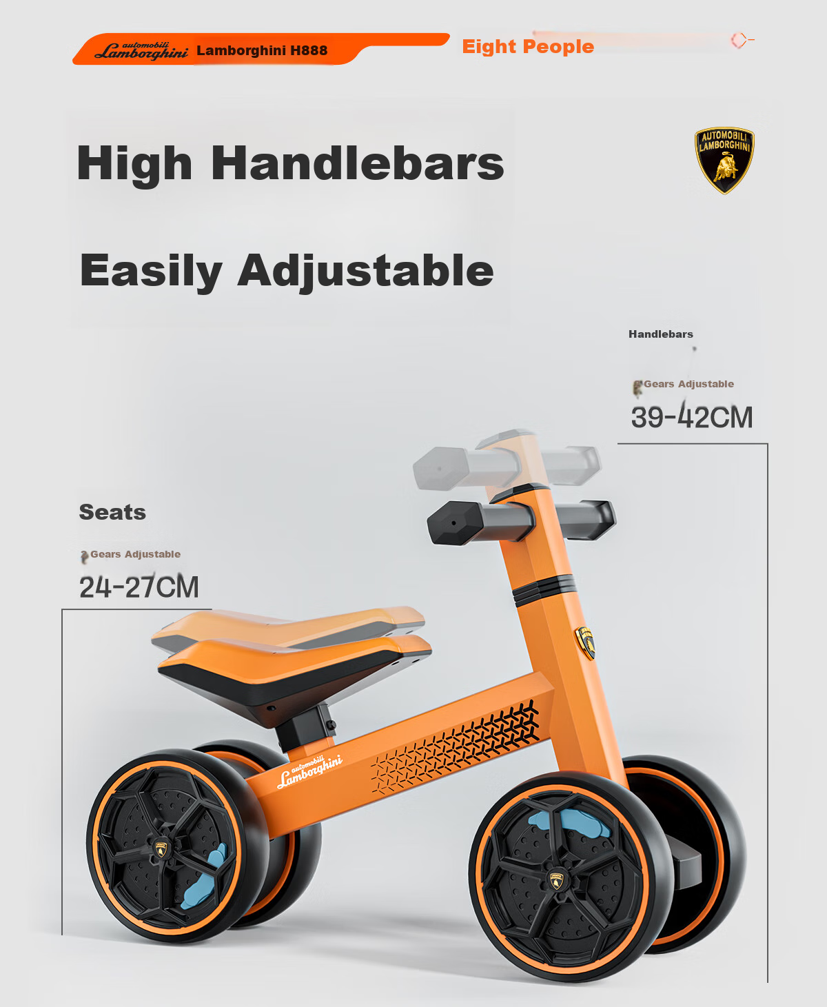 AUTOMOBILI LAMBORGHINI Children's Balance Bike for Ages 1-3, Anti-Rollover, Baby Mid-Autumn Festival National Day Birthday First Birthday Gift Gliding Walker 3