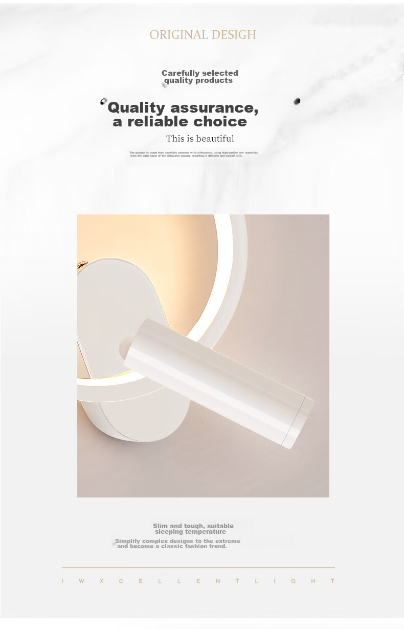 Dengling Wall Lamp, Full Spectrum Eye Protection LED, Bedroom Bedside Reading Light, Rotating with Spotlight, Modern Minimalist Lighting Fixture 6