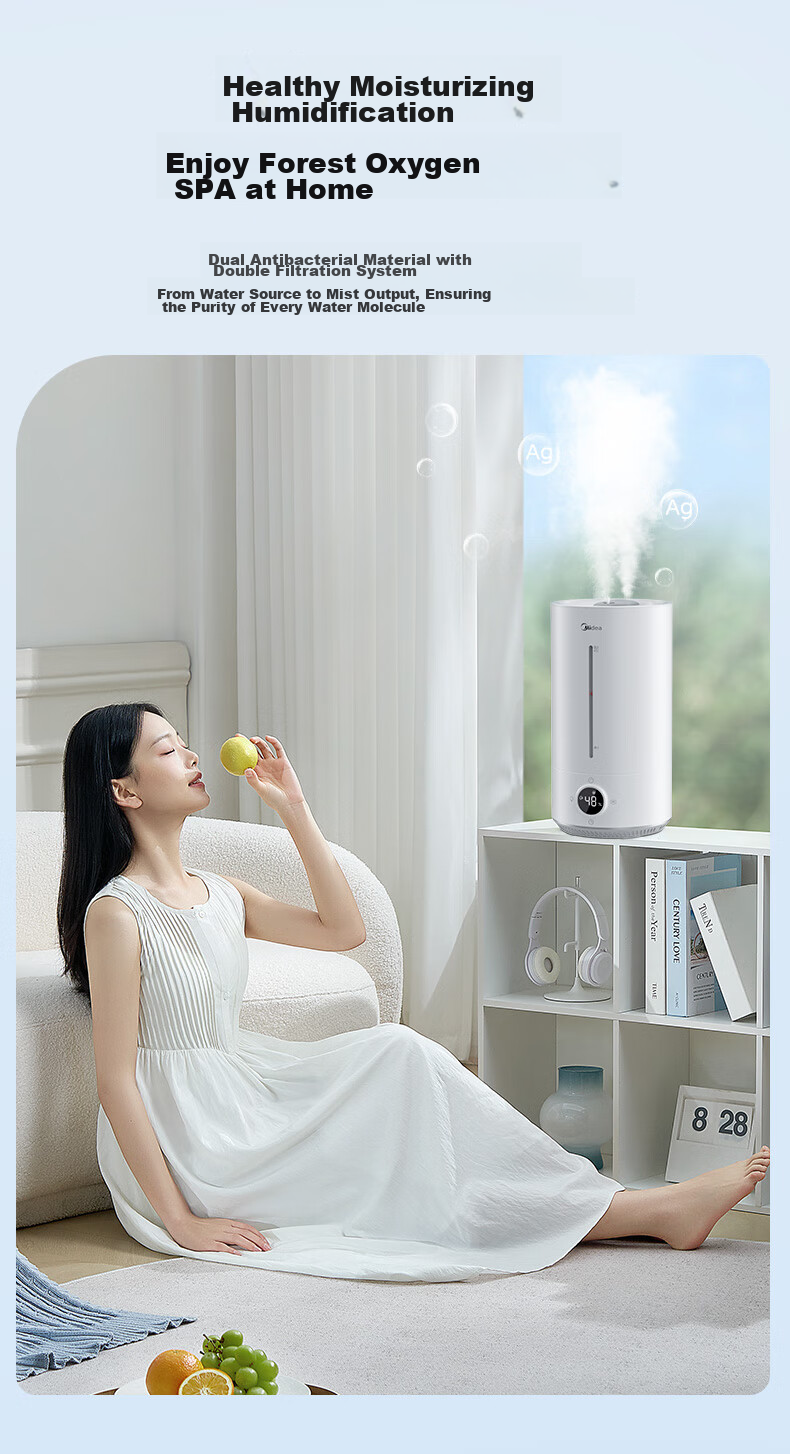 Midea [Ultraviolet Sterilization] Humidifier Air Purifier for Bedroom Home Use Large Capacity Pregnant Women Babies Office Desk Quiet Small Mist Sprayer Birthday Gift S-UV98K 4