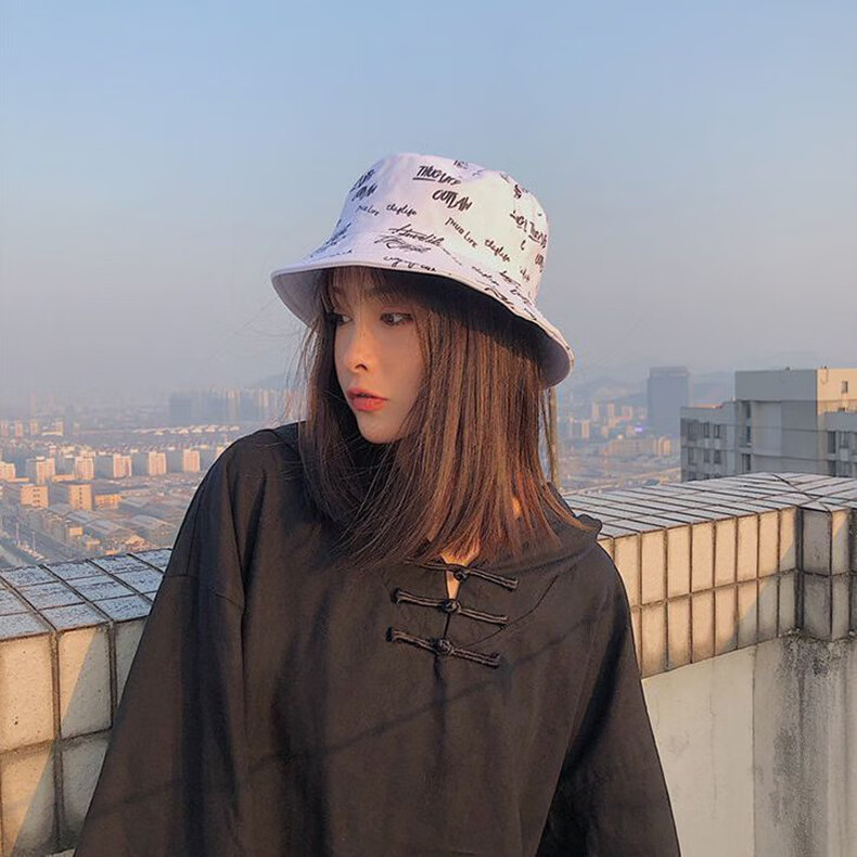XUEXIMAN Fisherman Hat for Men, Reversible Graffiti Cap, Sun Hat, Korean Style Versatile Sun Protection Student Bucket Hat 14
