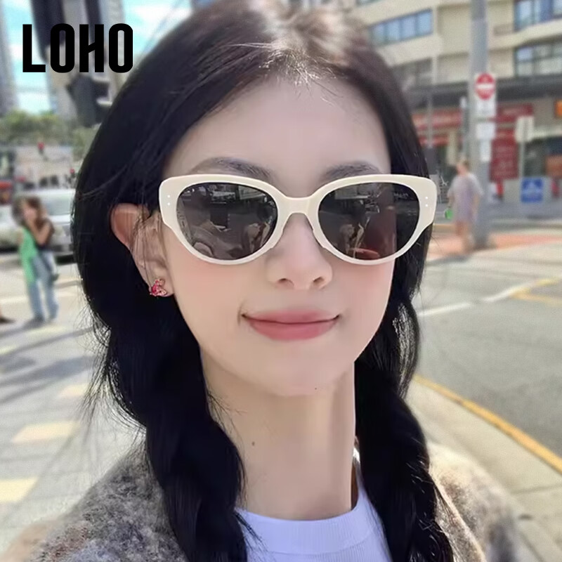 Женские солнцезащитные очки LOHO 2026, кошачий глаз, поляризованные, с УФ-защитой, узкая оправа