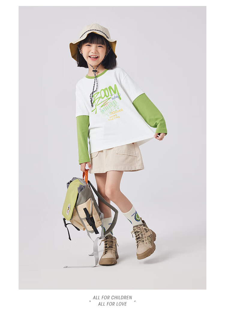 QQ DUCK Children's Clothing Girls' Long-Sleeve T-Shirt Undershirt Youth Wear Music Party White; 130 12