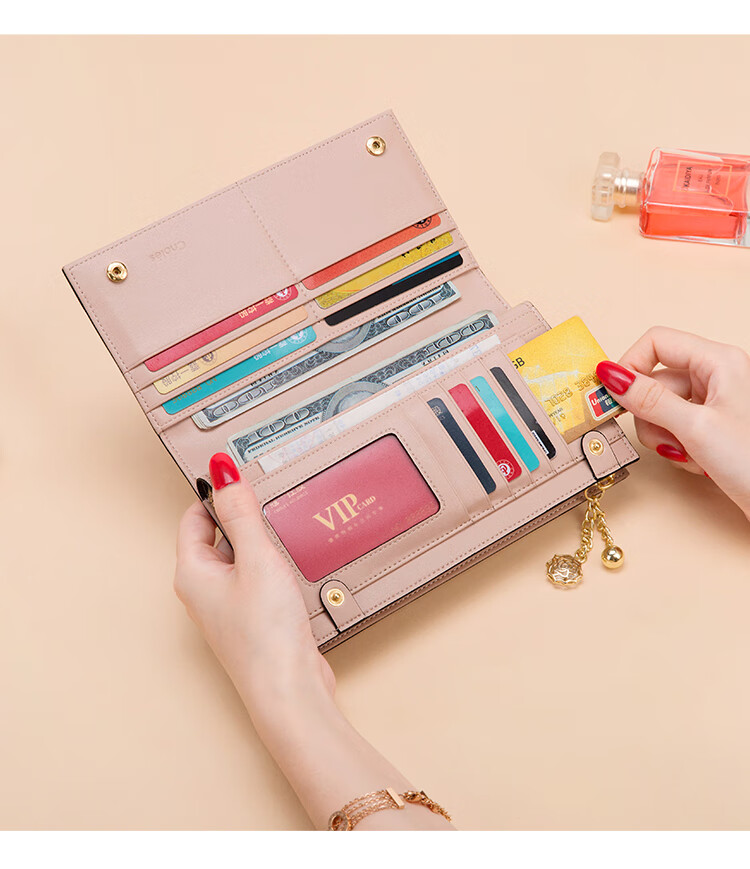 Kouyi Women's Long Leather Wallet Multifunctional Zipper Large Capacity Coin Purse Birthday Gift for Girlfriend 17
