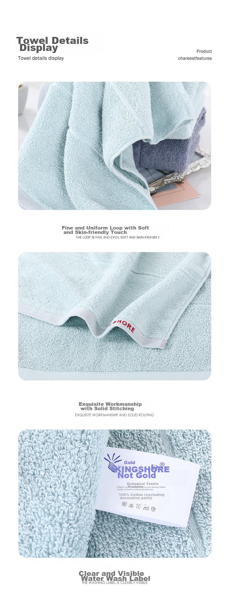 KING SHORE Towel Gift Box, Pure Cotton Thickened Absorbent Sports Face Towel, Household Gift Box Single Pack, Green 76*33 98G 8