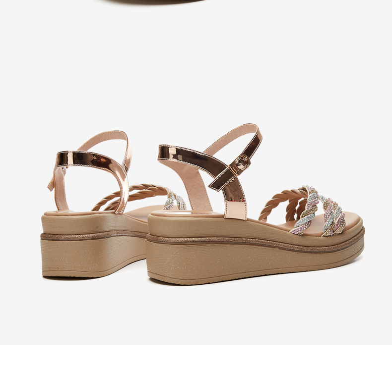 DAPHNE Thick-Soled High Heel Sandals for Women, Fashionable Comfortable Versatile Wedge Flat Platform Women's Shoes 4622303003 Gold 35 29