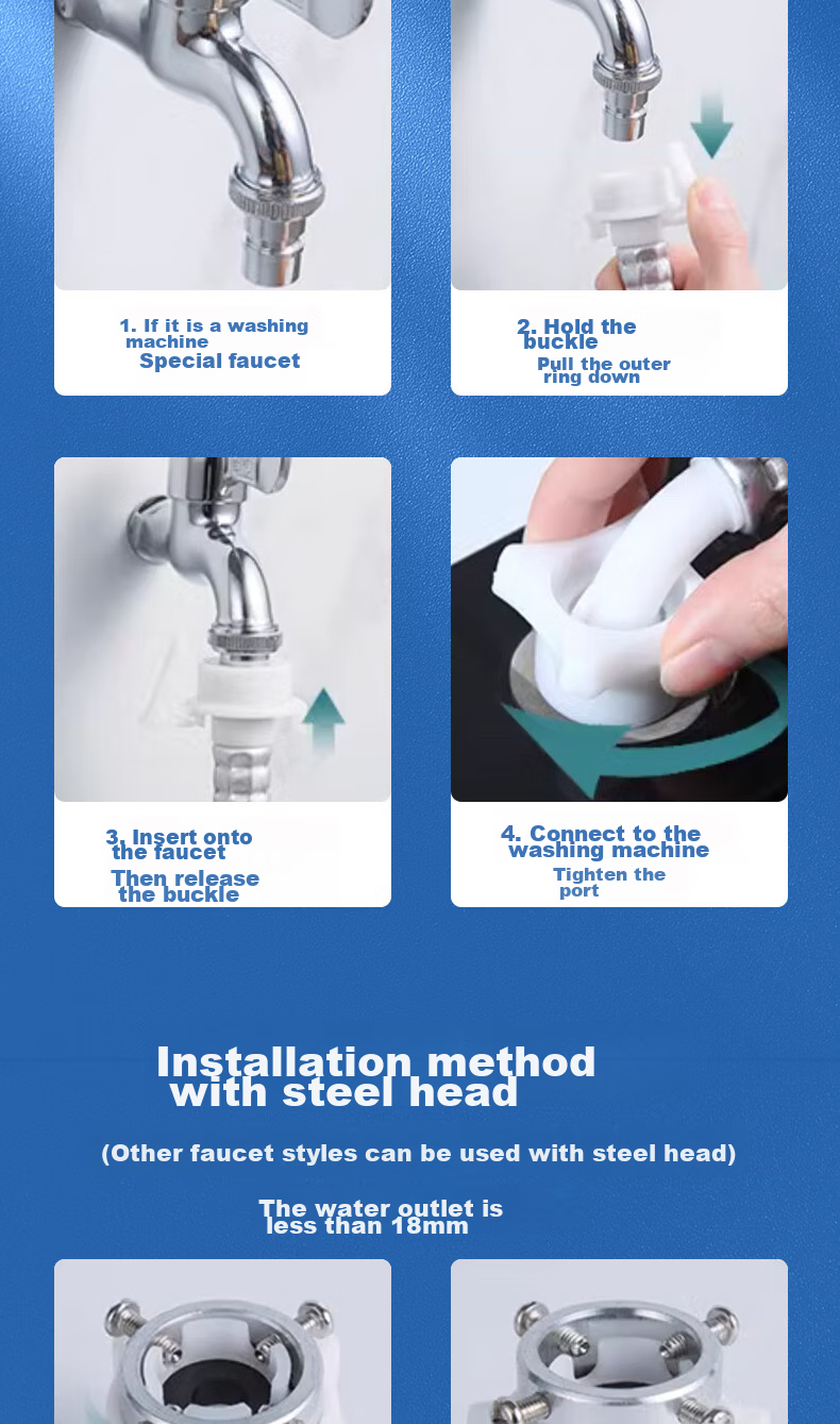 Lelandi Fully Automatic Washing Machine, 2-Meter Inlet Hose, 1/2 Inch Connector, Extended Hose 2m, Universal Interface with Steel Head for Fully Automatic Drum And Impeller Washers, L5003 11