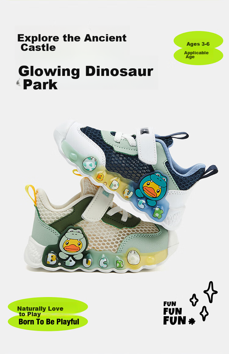 B.Duck Children's Walking Shoes, Boys And Girls Light-Up Shoes, Summer Breathable Mesh Sneakers, 3957 Blue And White, Size 30 1