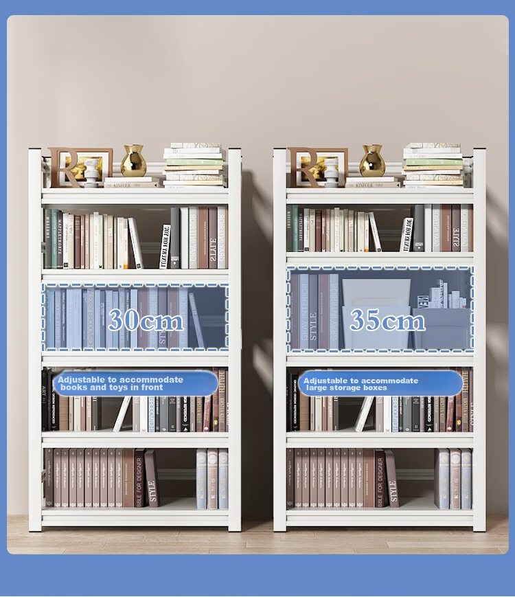 Anerya Steel Bookshelf Storage Rack, Floor-Standing 160cm, Multi-Tier Simple Bookcase Display Shelf, Storage Organizer, 5 Layers 60cm 6