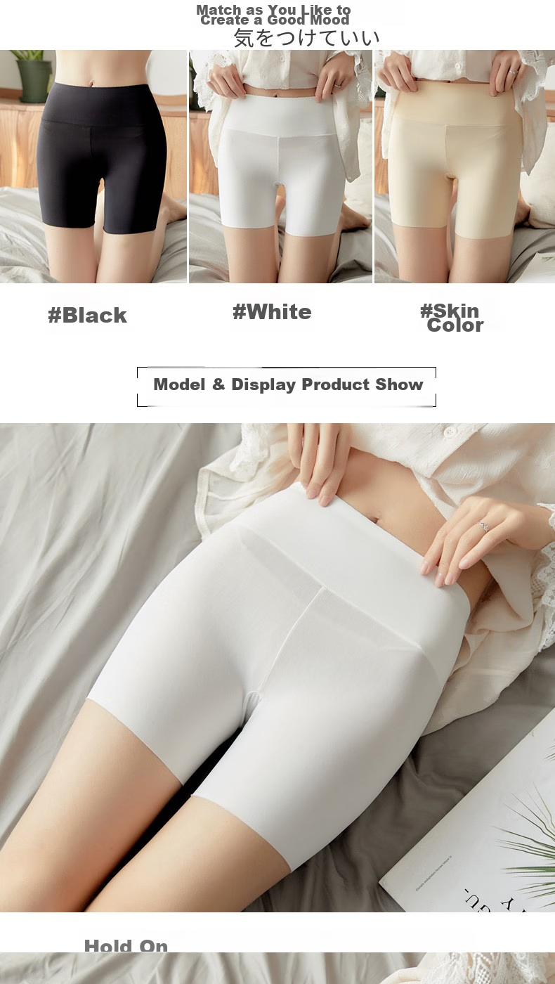 LangSha High-Waisted Safety Shorts for Women, Anti-Exposure Summer Thin Ice Silk Underpants, Butt-Lifting Tummy Control Non-Rolling Edge Protective Shorts 5