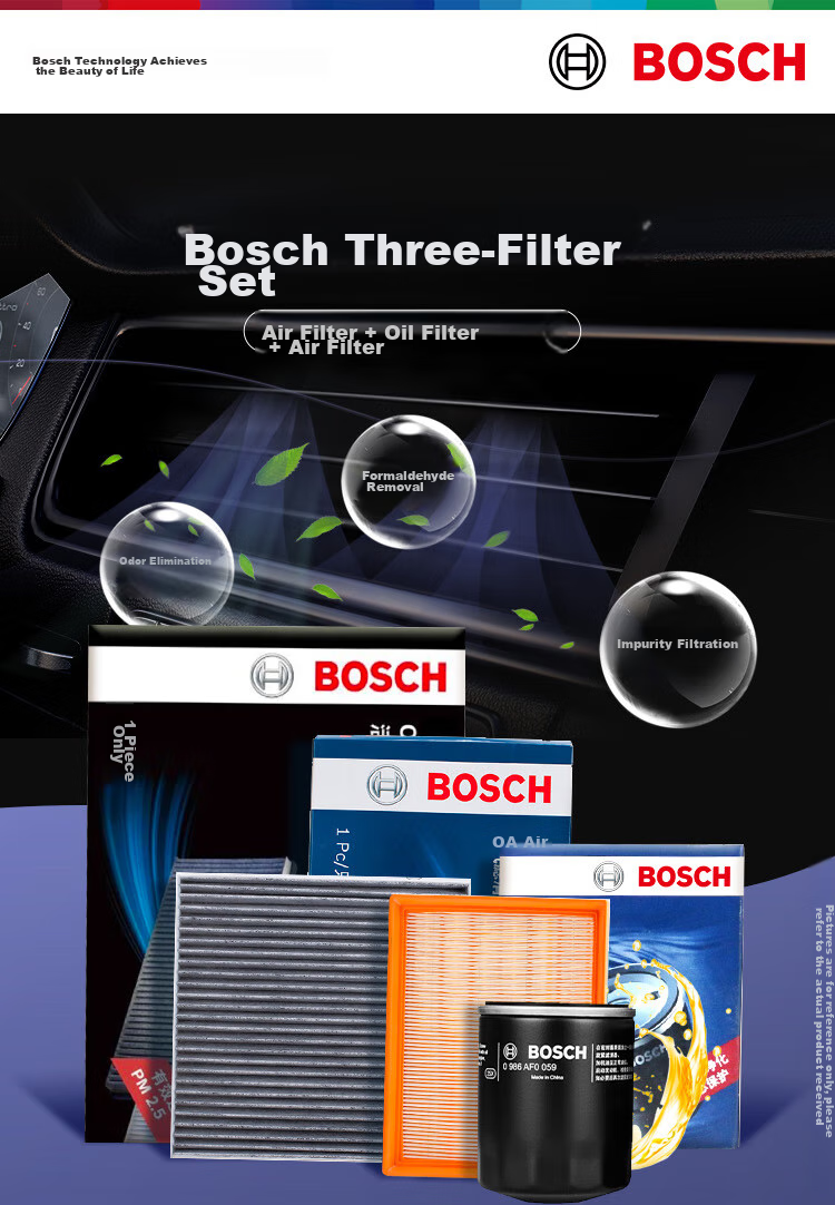 BOSCH Three-Filter Set: Air Conditioning Filter + Air Filter + Oil Filter/oil Filter (Suitable for Toyota Corolla/Levin/Yizhi/Vios/RAV4/NX200) 1