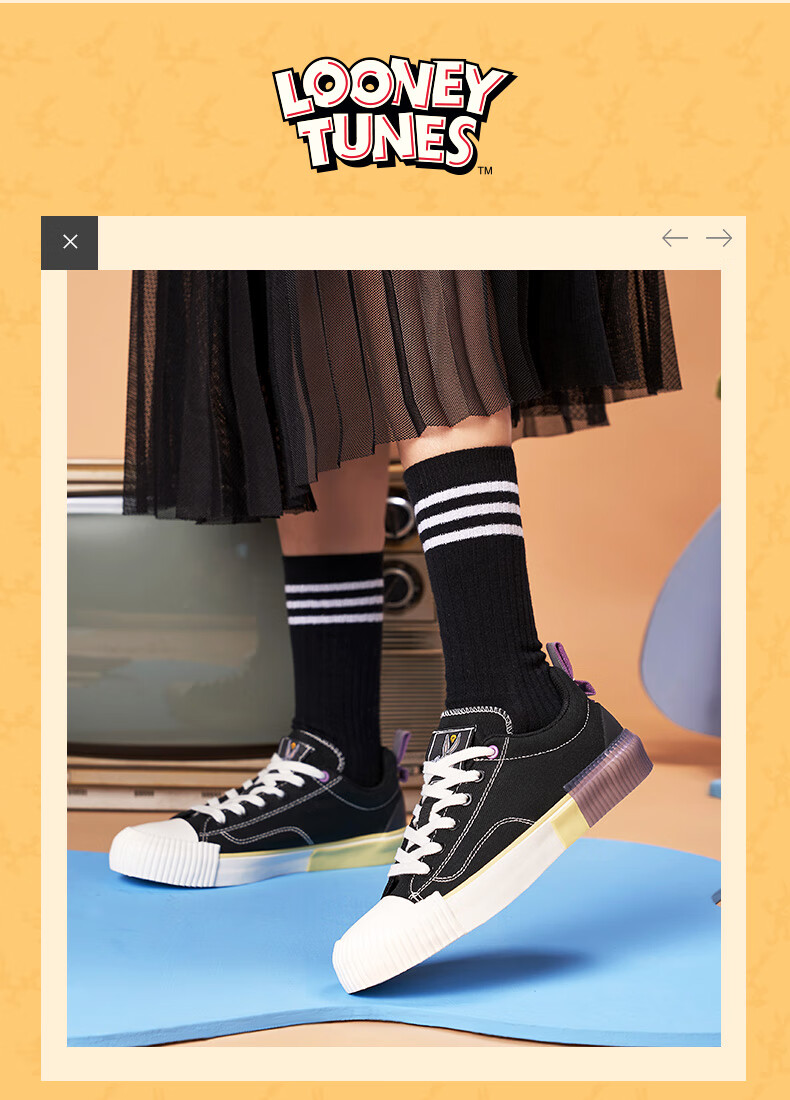 特步帆布鞋女鞋【兔八哥联名】低帮女子潮流布鞋百搭运动鞋