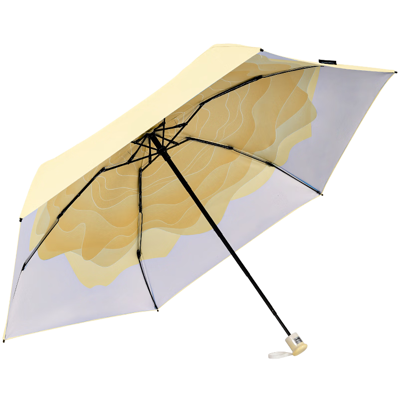 MAMORU UV Protection Sun Umbrella, Colored Rubber Sunscreen, Five-Fold Lightweight Double-Person Parasol, Yellow Gradient Flower Umbrella