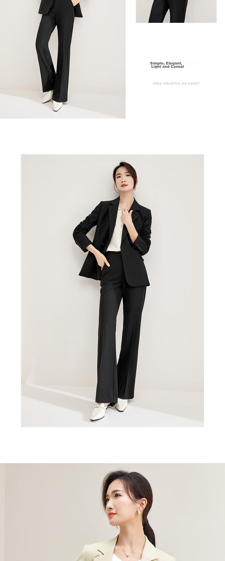 Sentubila Women's Professional Commuter Suit Set Spring Autumn Wrinkle-Resistant Non-Iron Blazer and Pants Two-Piece Interview Business Suit 12