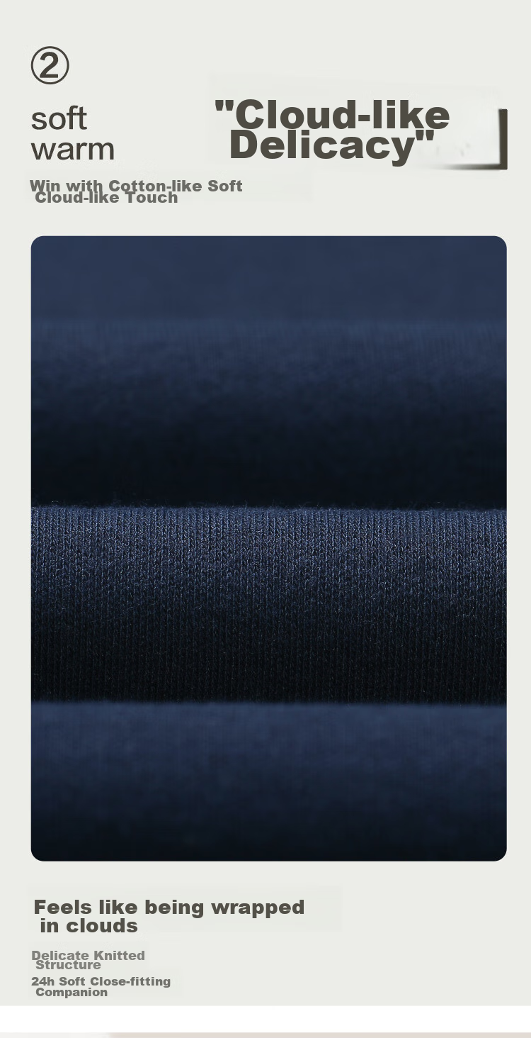 Hodo Men's Pure Cotton Thermal Underwear Set for Autumn, Semi-Turtleneck Base Layer for Middle-Aged And Elderly Men, Navy Blue, Size 185/110 5