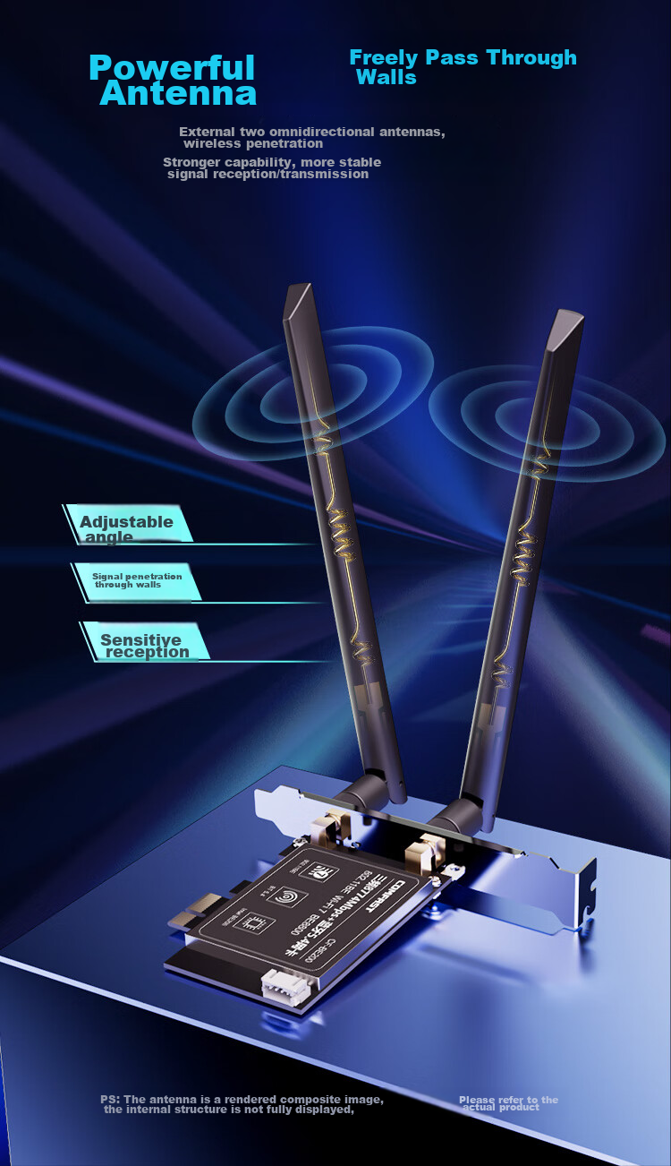 COMFAST WIFI7 Wireless Network Card, Gigabit PCIe Internal Dual-Band 5G High-Speed BE8800, Wireless Bluetooth 5.4 Two-In WiFi Receiver, CF-BE200 12