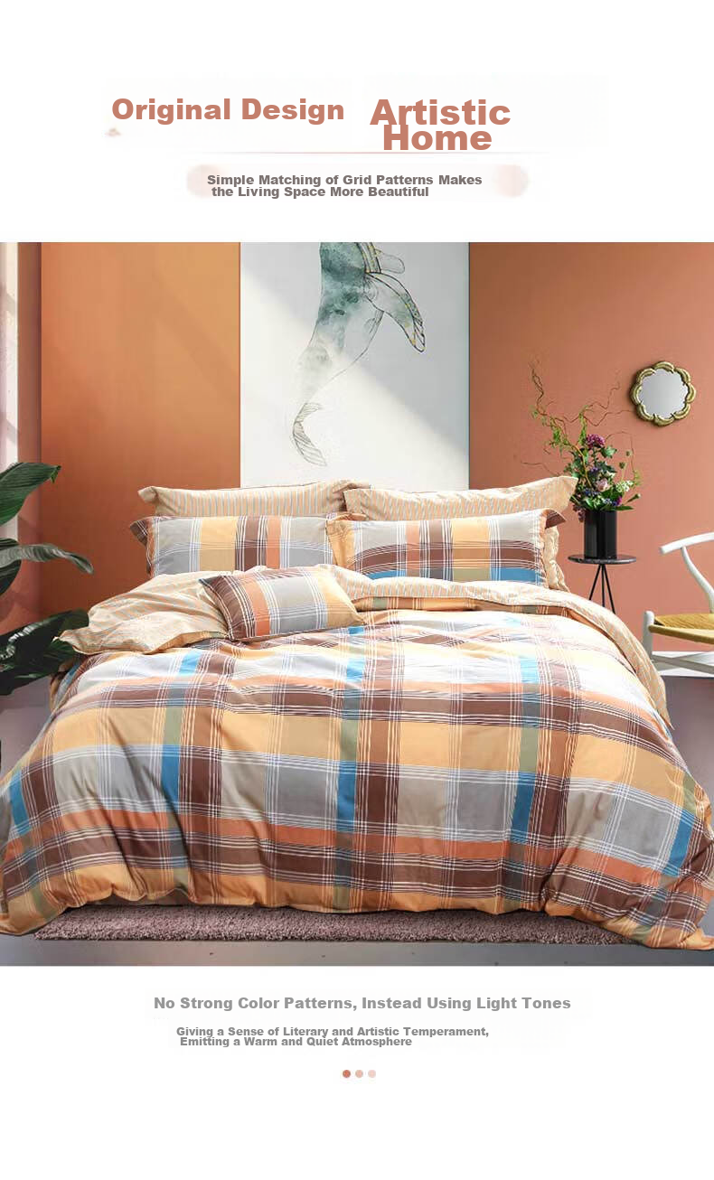 FUANNA 100% Pure Cotton Brushed Four-Piece Bedding Set, Double-Sided Thickened Cotton Bed Sheet And Duvet Cover, King Size 230*229cm 6