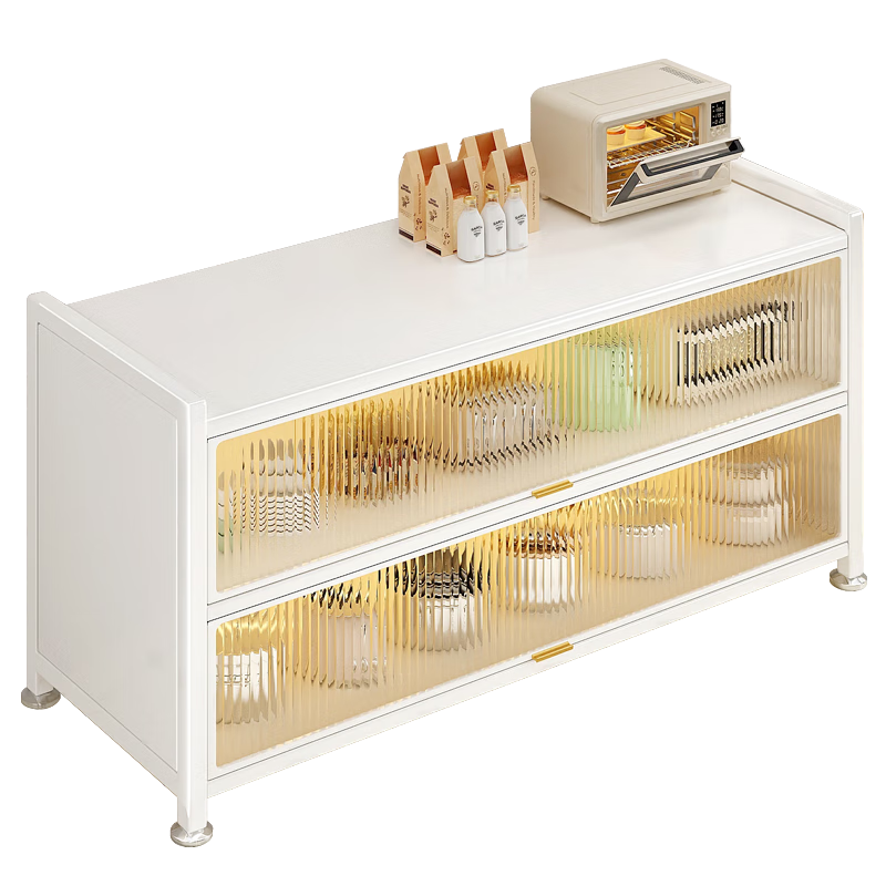 Jiabangshou Kitchen Storage Rack, Floor-Standing Microwave Oven Storage Cabinet, Multi-Layer Dustproof Storage Cabinet, Multifunctional Storage Cabinet, Cupboard, Length 80 Cm