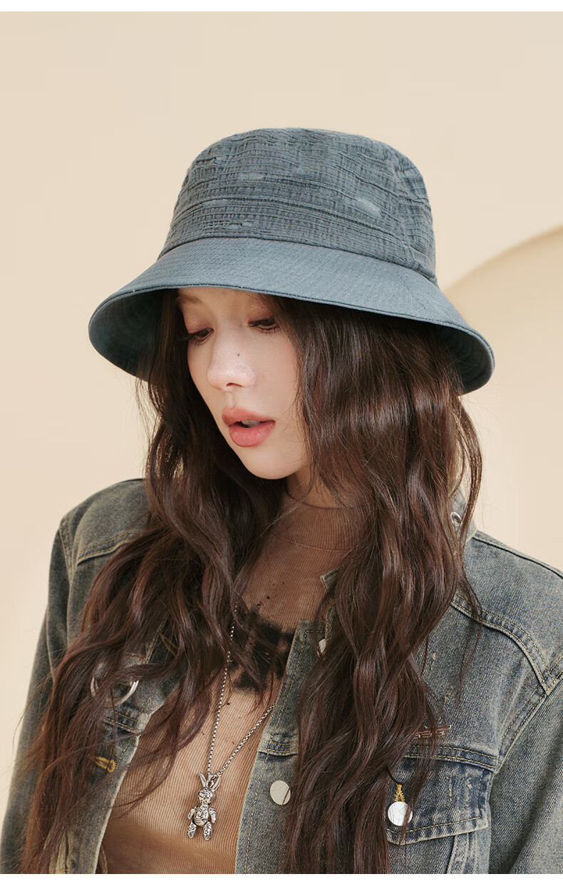 CACUSS Women's Sun Hat Spring Summer Colorblock Wide Brim Face Slimming Outdoor Bucket Hat Beige 1