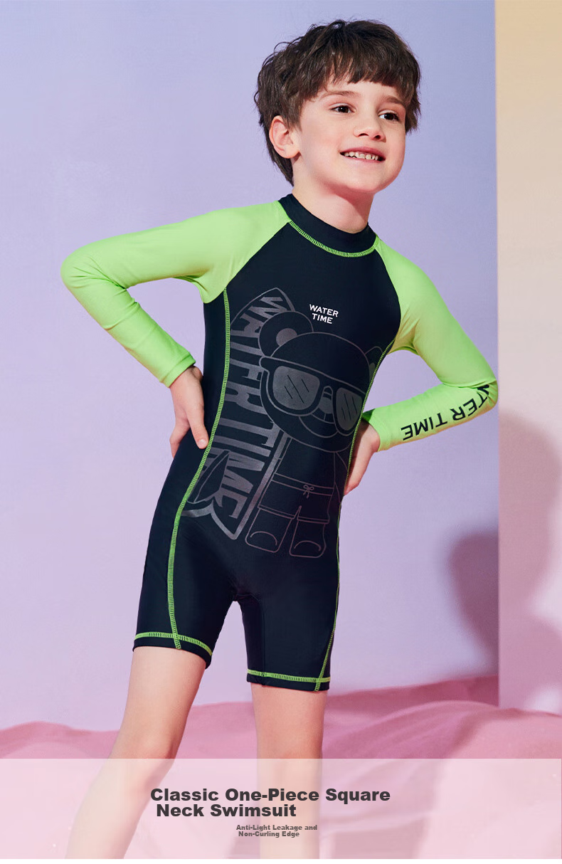 WATERTIME / Shuichuan Children's Swimwear Summer Boys' One-Piece Long-Sleeve Professional Swimsuit for Older Boys And Men's Babies 12 5