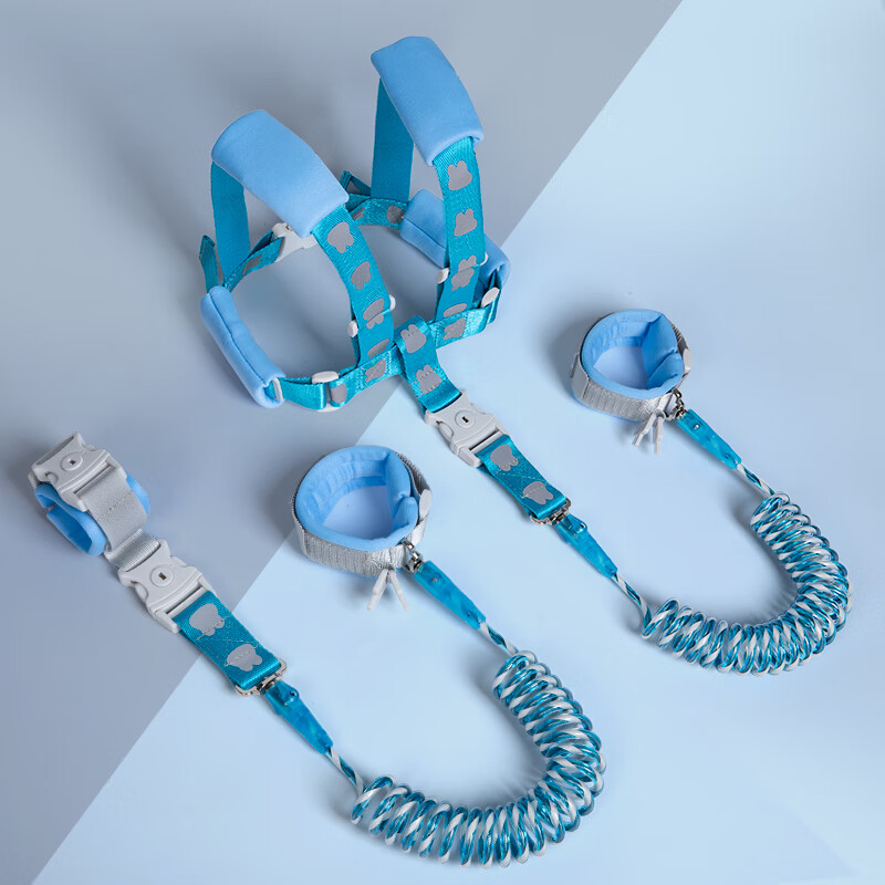 Hengkaili Children's Anti-Lost Strap with Leash, Kids' Anti-Lost Wristband, Baby Walking Aid, Anti-Lost Reflective Harness, Blue