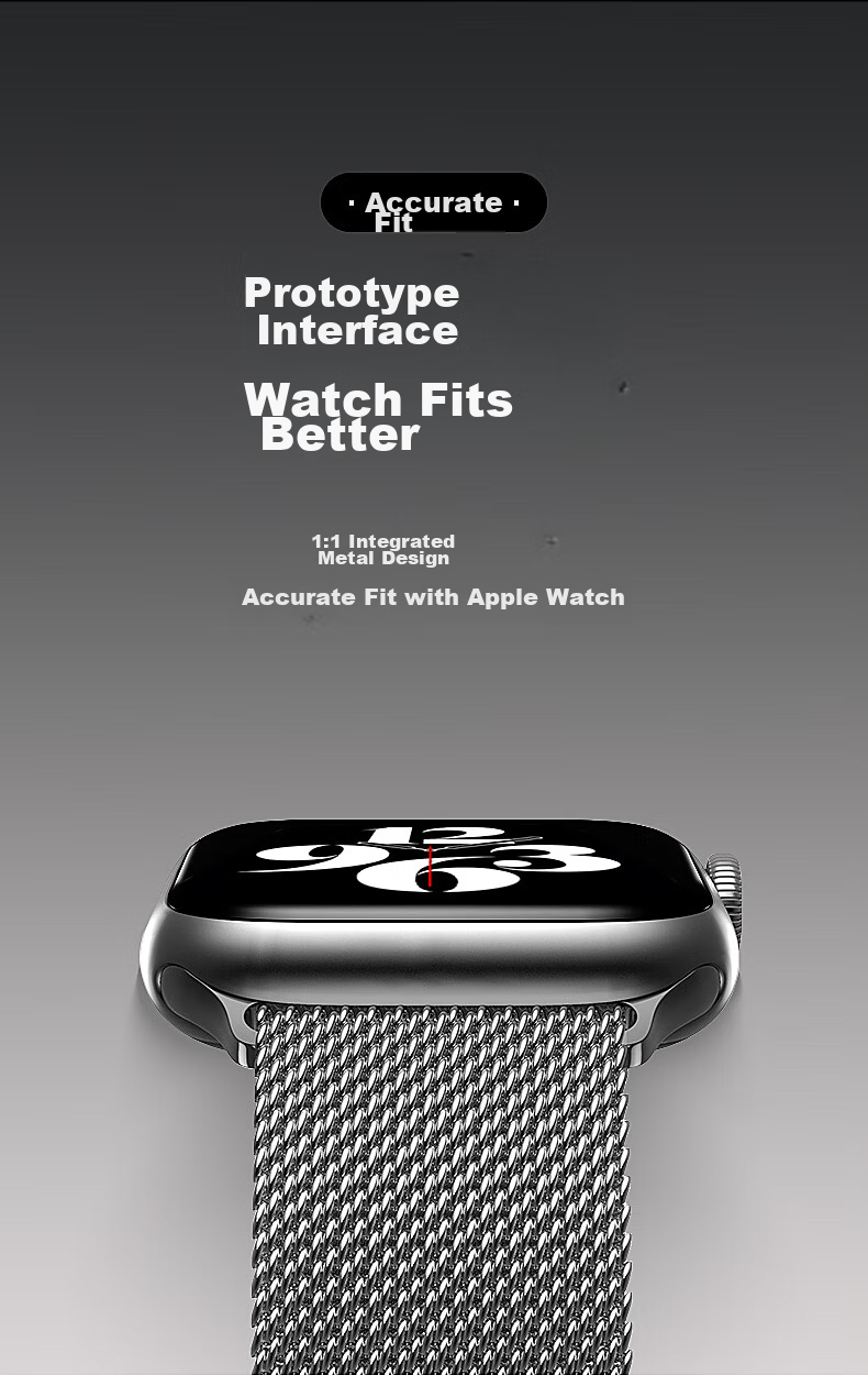Pisen Compatible with Apple Watch Band, Suitable for Apple IWatch S12/11/10/SE3 Milanese Stainless Steel Strap, Universal Fit for S9/8/7/6 [38/40/41/42mm] 5