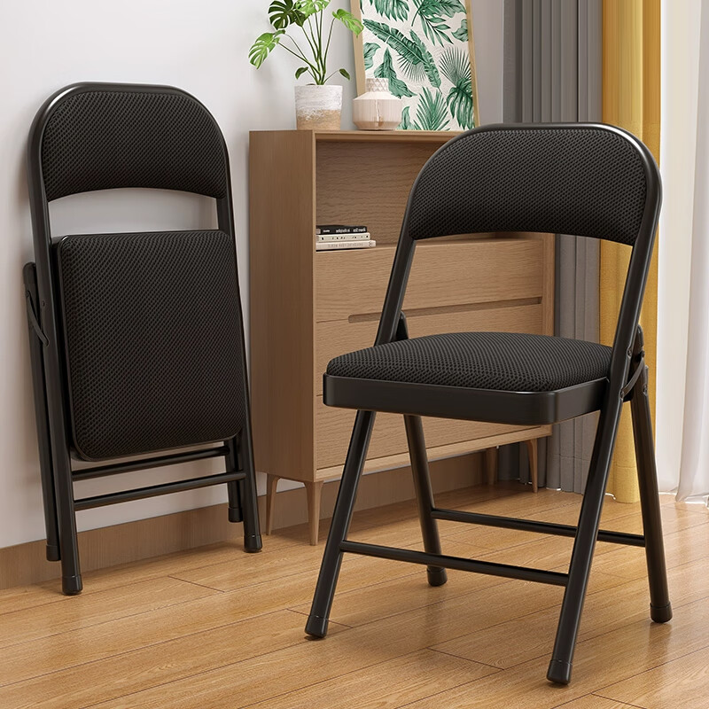 Huakaizhixing Folding Chair, Home Leisure Chair with Backrest, Reception Chair HK3022 Black Mesh
