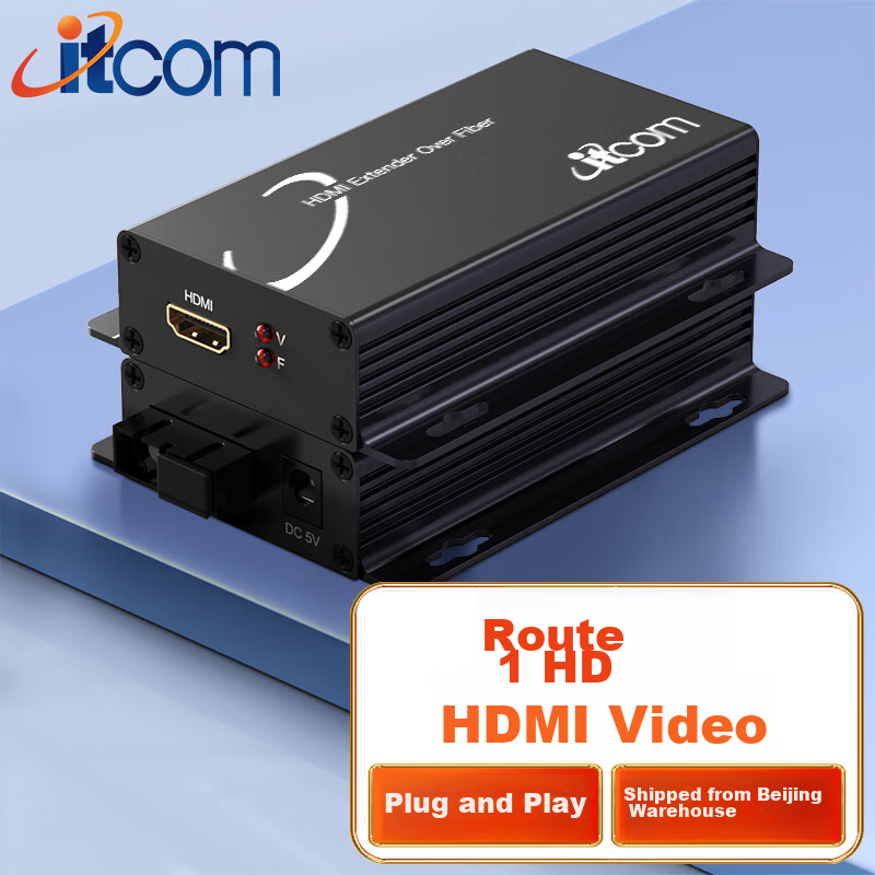 Itcom HDMI High-Definition Video Optical Terminal, 1-Channel HDMI to Fiber Optic Extender Converter, Transmitter And Receiver Signal Amplifier, SC Interface, 1 Pair IT168-HDMI