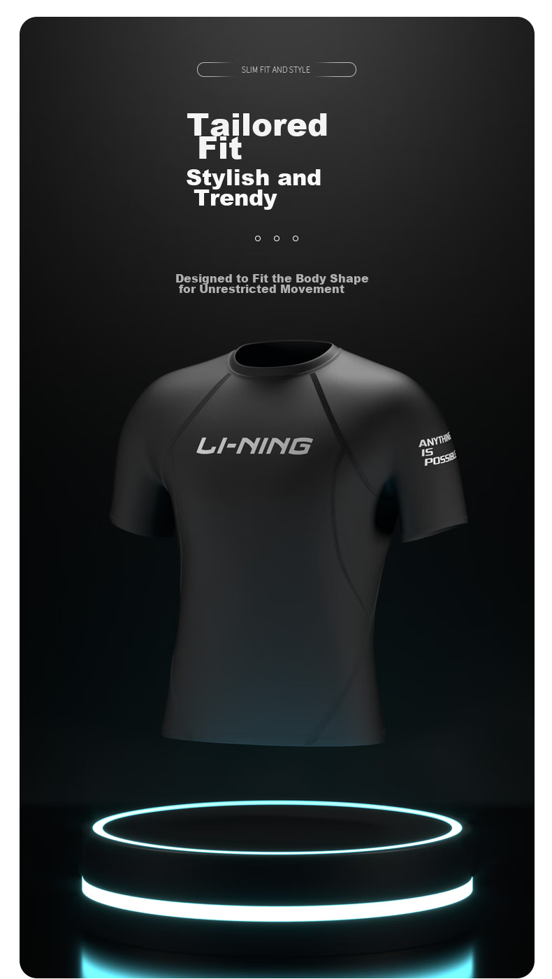 Li-Ning Men's Professional Quick-Dry Swimwear Set, Swimming Trunks And Swim Shirt, 23-69 Long Sleeve Set, Black, XL 2