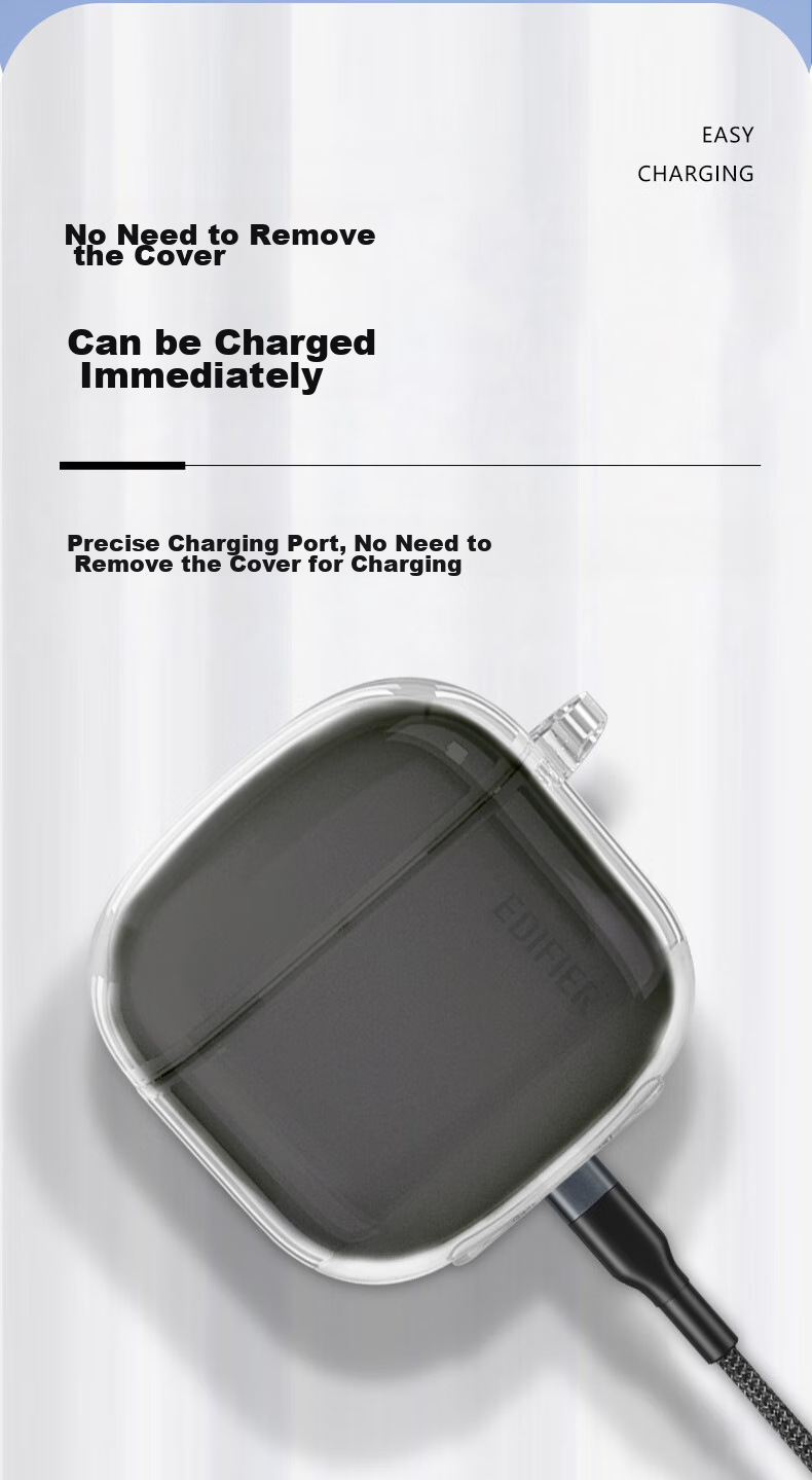 Masentek Compatible with Edifier Hua Zai Zero Air Bluetooth Earphone Protective Case, Soft TPU Charging Box, Silicone Storage Case Accessory, Ultra-Thin Shockproof And Stain-Resistant, Transparent 10