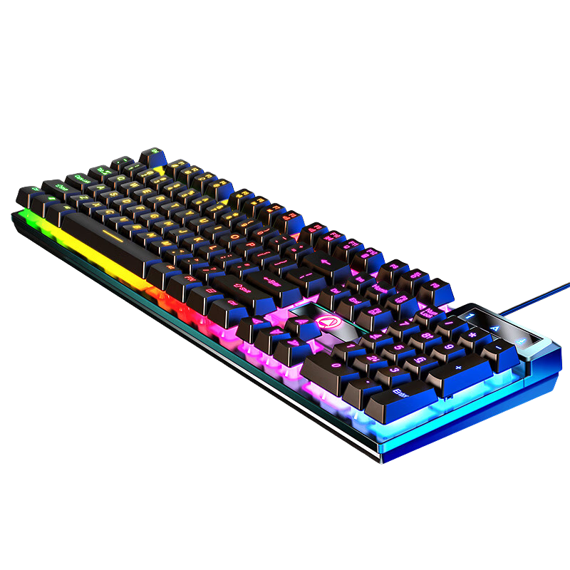 YINDIAO K500 Keyboard Colorful Package Upgraded Version, Mechanical Feel, Gaming Backlit E-Sports Office, USB External Keyboard, Full-Size, Black Mixed Light Wired Keyboard