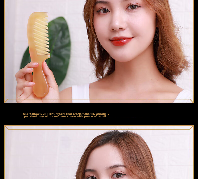 JEPPE Natural Ox Horn Comb, Detangling Comb, Hair Brush, Anti-Static Styling Comb, Gentle on Hair, Birthday Gift for Girlfriend 27
