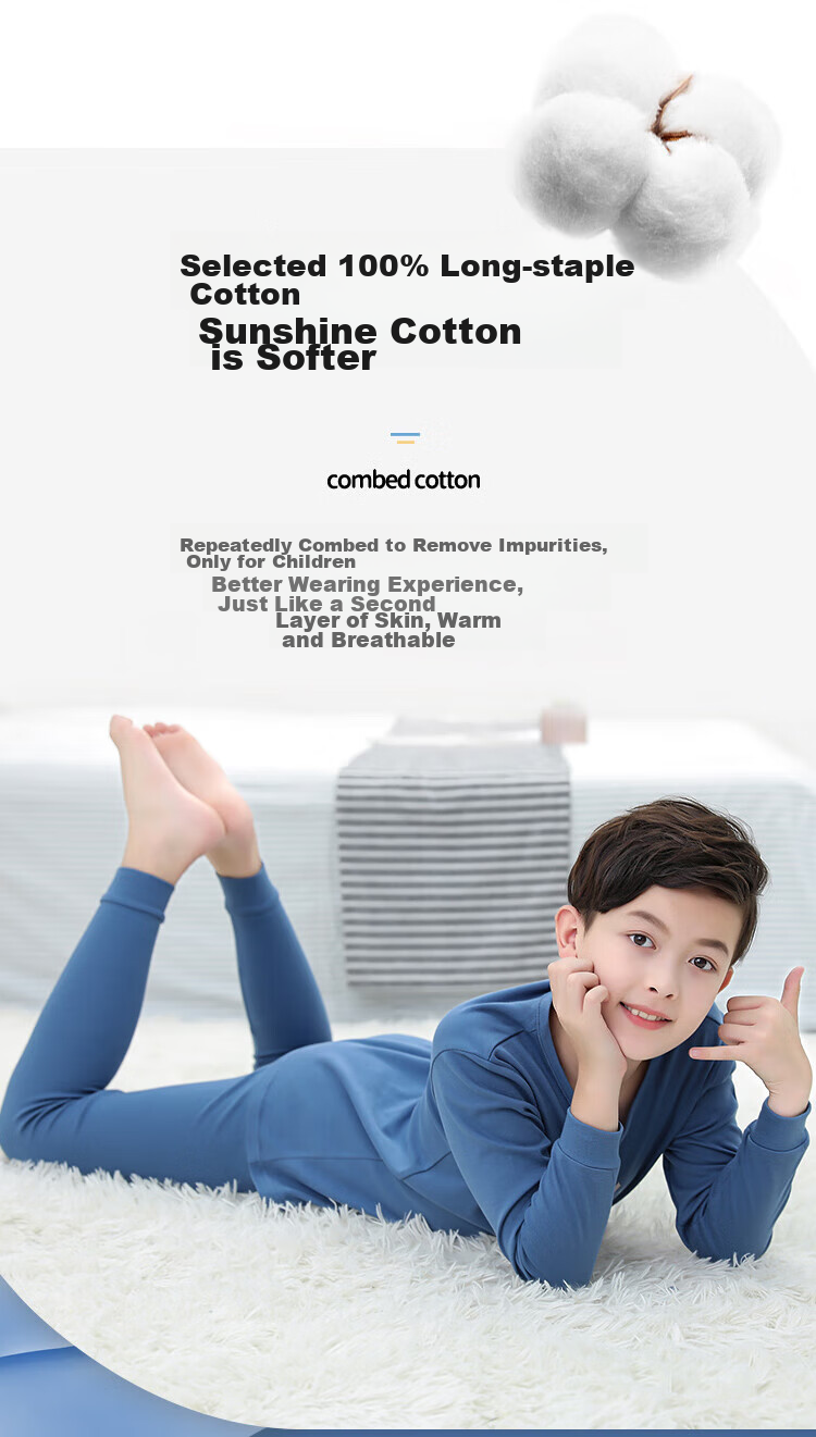Hengyuanxiang Children's Underwear Set, Boys' Pure Cotton Turtleneck Autumn Top And Pants, Kids' Base Layer Cotton And Wool Set, Little Prince 150 3