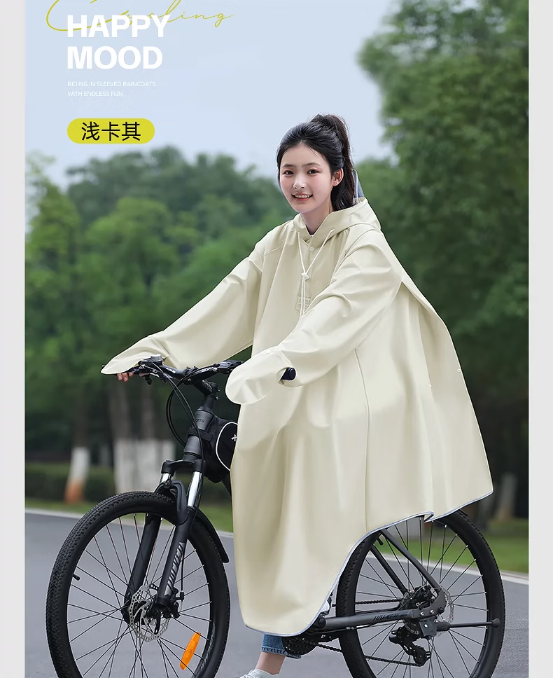 Beimei Men's Long Raincoat, Full-Body Protection against Heavy Rain, for Middle School Students, School Commute, Mountain Biking, Specialized Rain Poncho 16