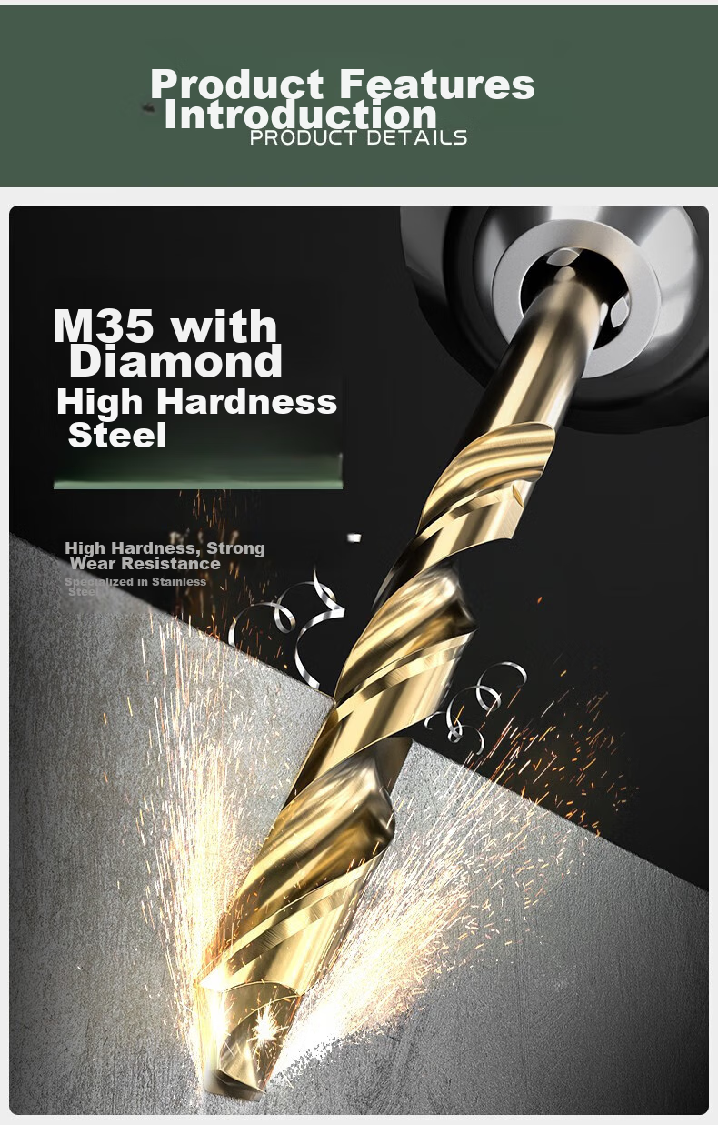 HUHAO M35 Cobalt-Containing Twist Drill Bit Set for Stainless Steel, Hand Drill Hole Drilling, Steel And Iron, Ultra-Hard Alloy Straight Shank 4.2mm 5