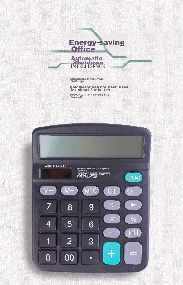 TANGO TG-1654 Desktop Calculator, Large Screen Calculator for Office Finance Students, Exam-Specific Dual Power Supply, Solar-Powered, Large Buttons, with Battery 7