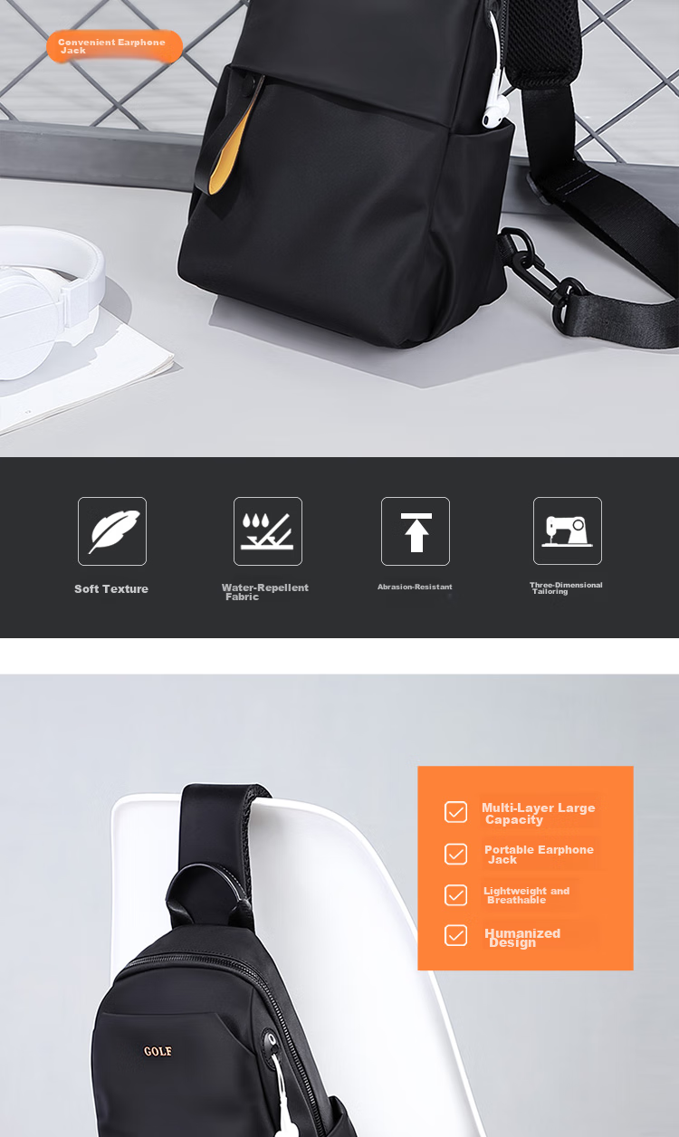 GOLF Chest Bag for Men, Trendy Crossbody Bag, Casual Shoulder Bag for IPad And Phone, Cycling Sports Travel Small Backpack 3