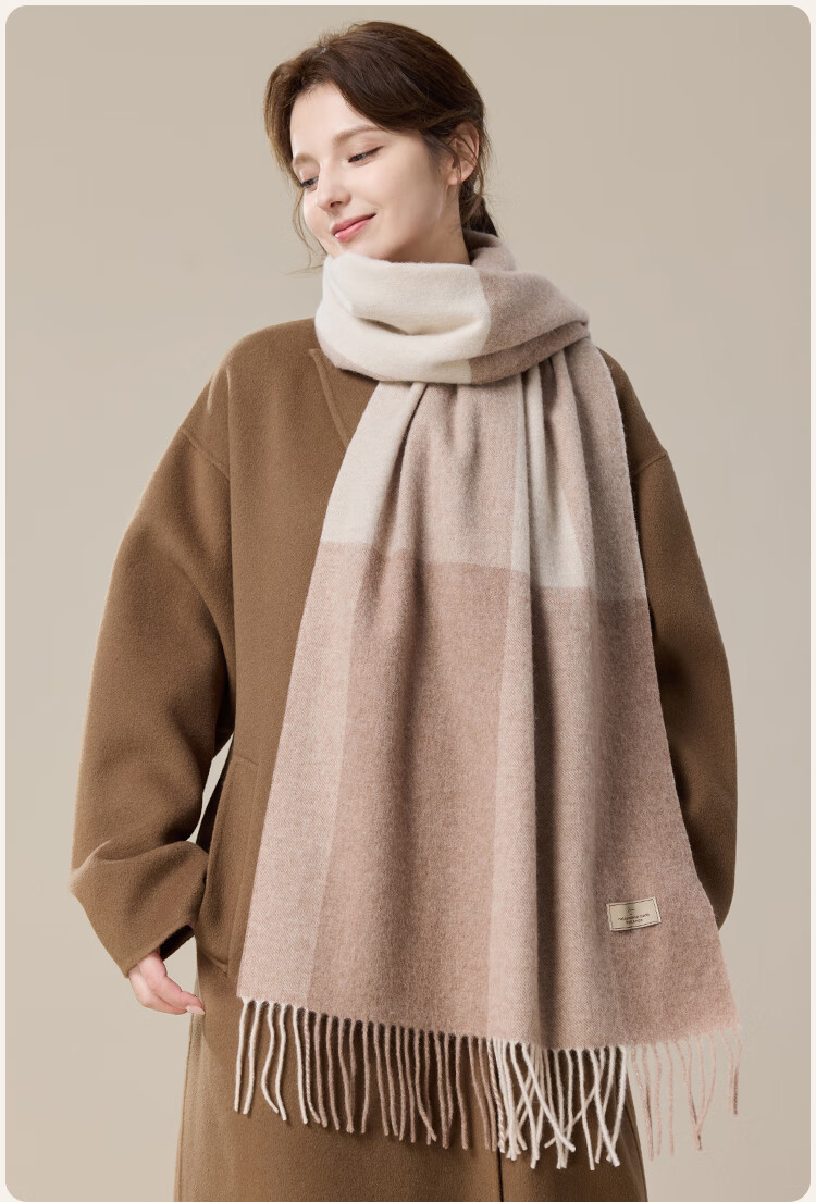 JIUMU Pure Wool Scarf for Women, Autumn And Winter Neck Warmer, Outer Wrap, Warm Shawl, Gift for Women, Mid-Autumn Festival Birthday Present, Gift Box Set 13