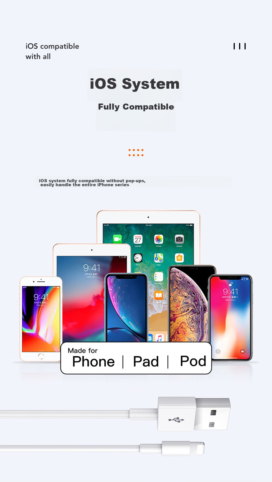 DiyiGongfang Apple Data Cable Fast Charging Cable Charging Kit Data Cable for IPhone13/14Pro Max/12/Xs/XR/Apple 2-Meter Cable + 5W Fast Charging Head 7
